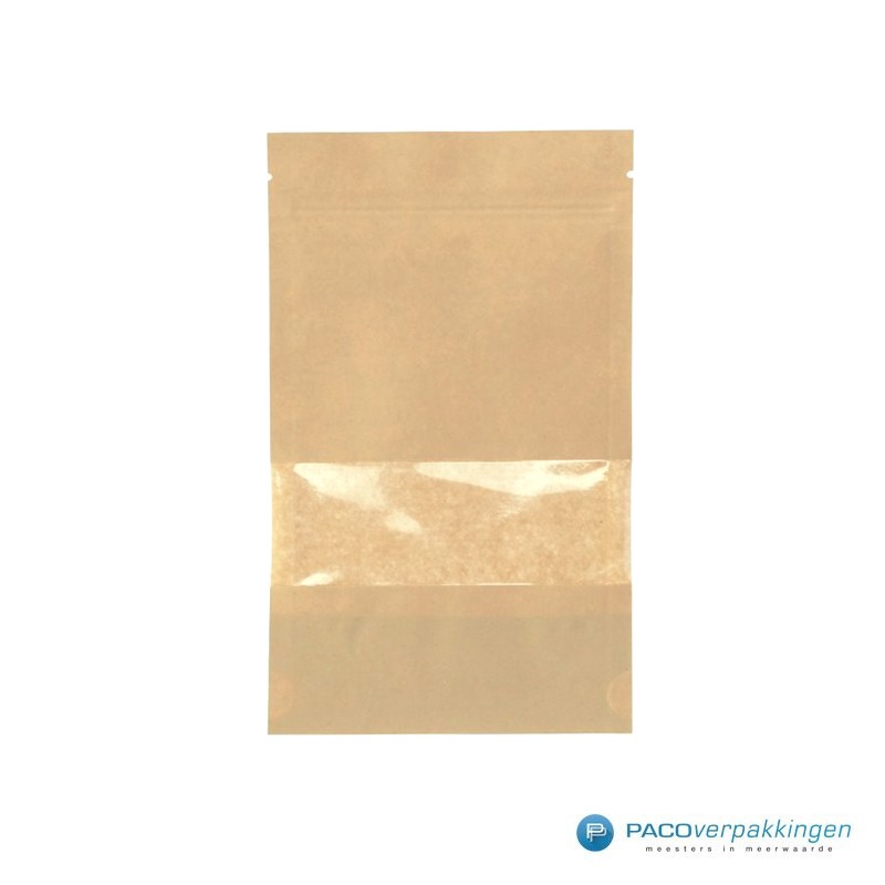 ramp geestelijke kanaal Papieren zakjes - Met venster - Bruin - 14x22+4 cm| Paco Verpakkingen