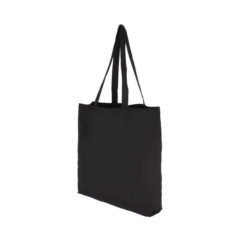 Maak een bed Vergelijking Ventileren Katoenen draagtassen | Winkeltassen - Zwart - Lange hengsels - 38x42+10 cm  | Paco Verpakkingen
